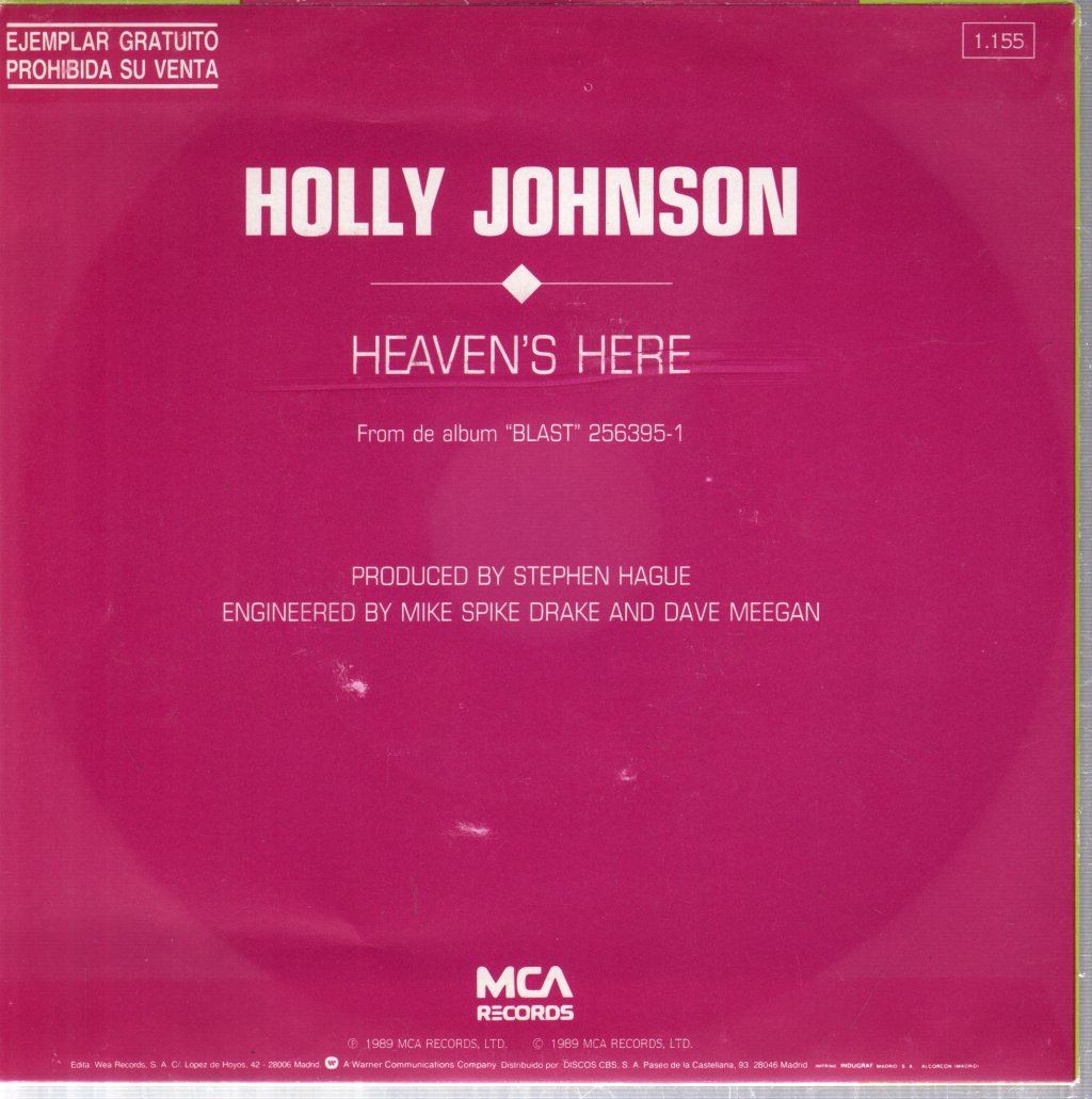 Holly Johnson - Heaven's Here - 7 Inch