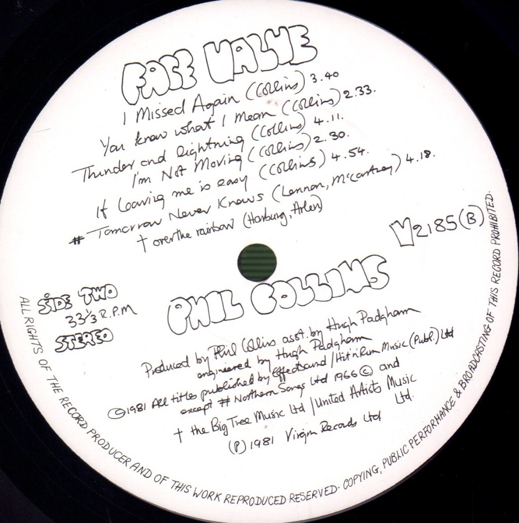 Phil Collins - Face Value - Lp