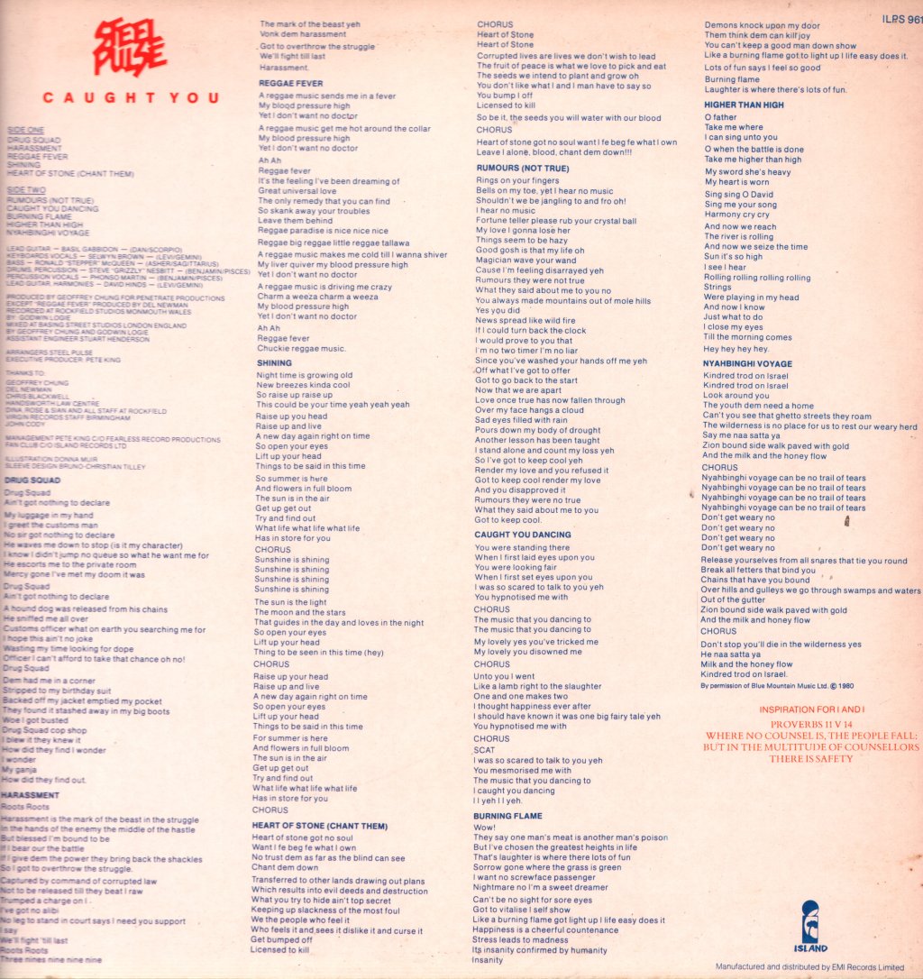 Steel Pulse - Caught You - Lp