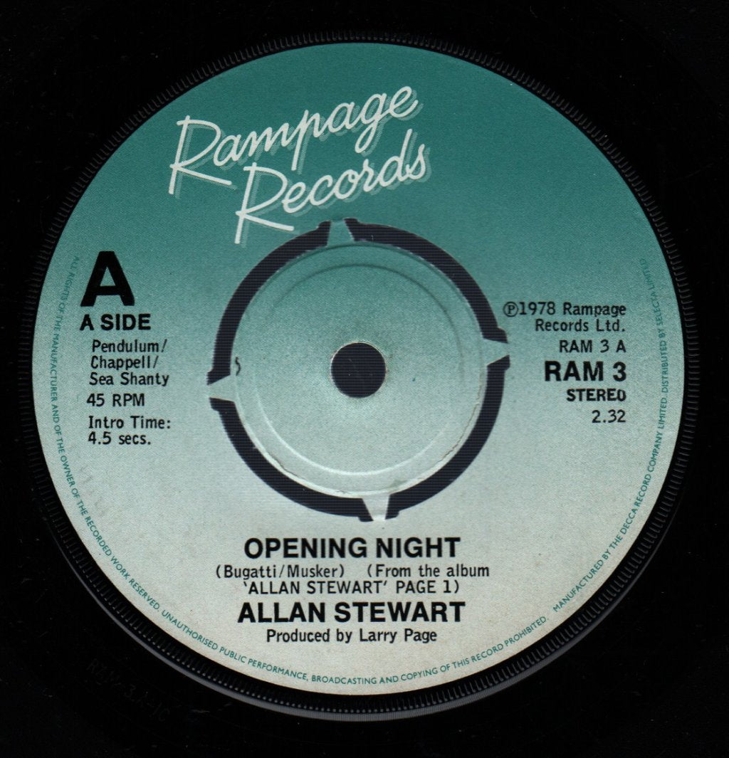 Allan Stewart - Opening Night - 7 Inch