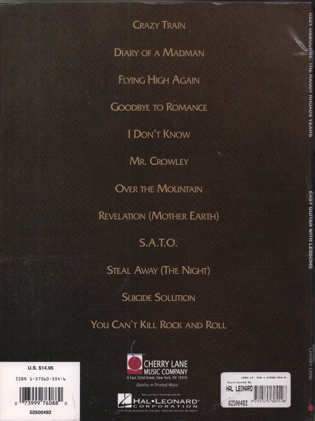 Ozzy Osbourne - Randy Rhoads Years - Sheet Music