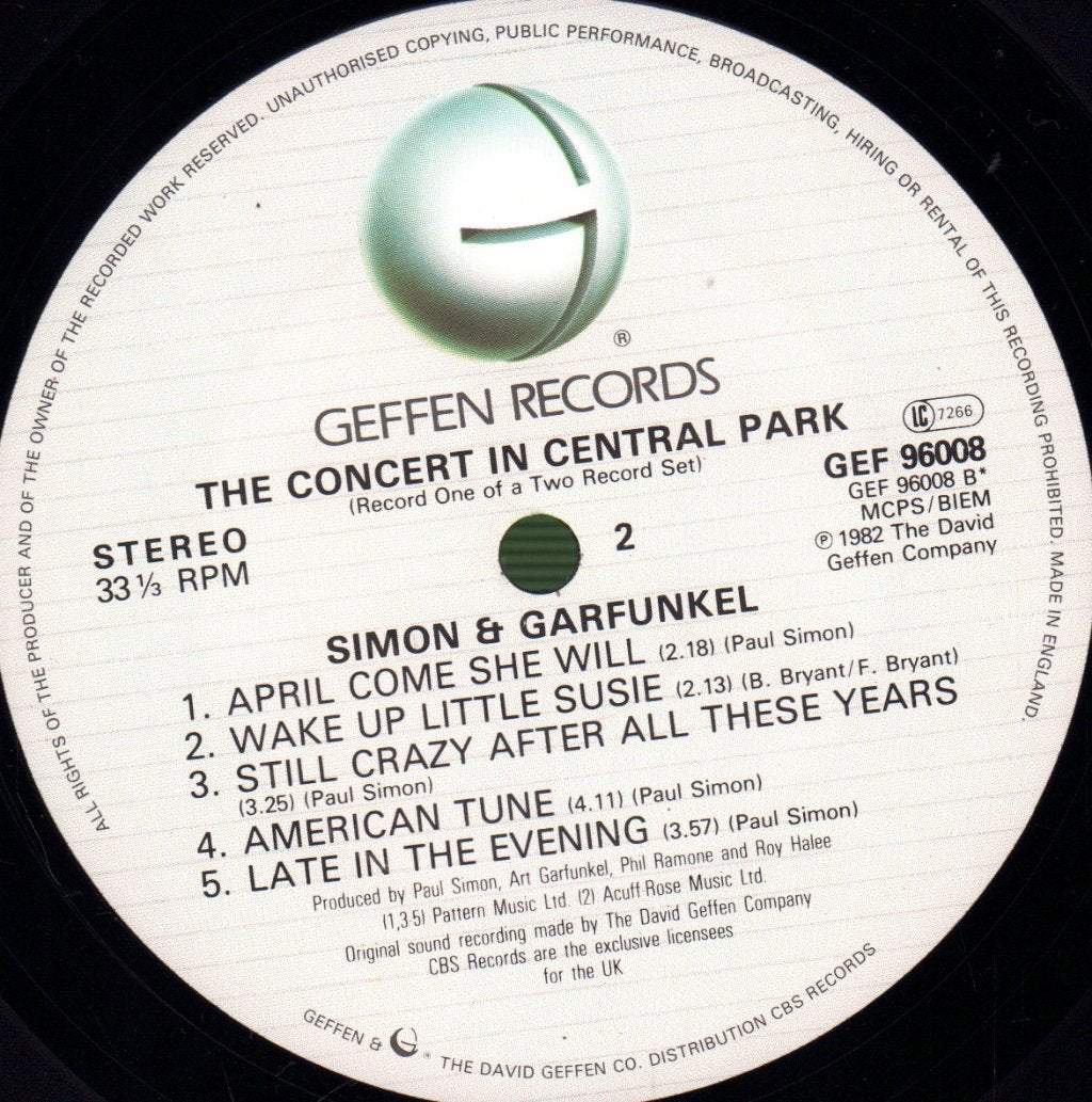 Simon And Garfunkel - Concert In Central Park - Double Lp