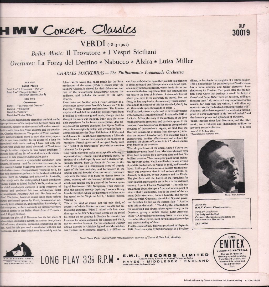 Charles Mackerras / Philharmonia Promenade Orchestra - Verdi - Ballet Music / Overtures - Lp