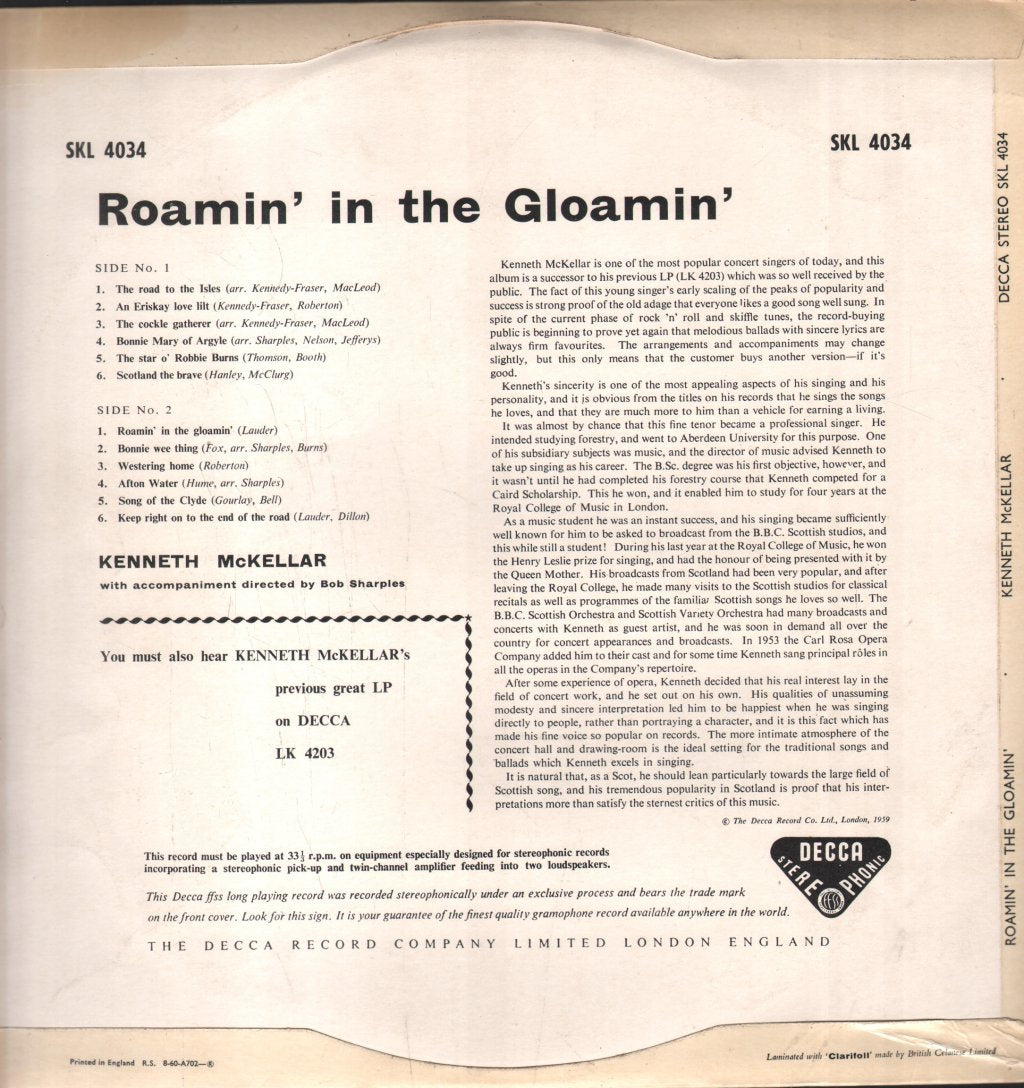 Kenneth McKellar - Roamin' In The Gloamin' - Lp