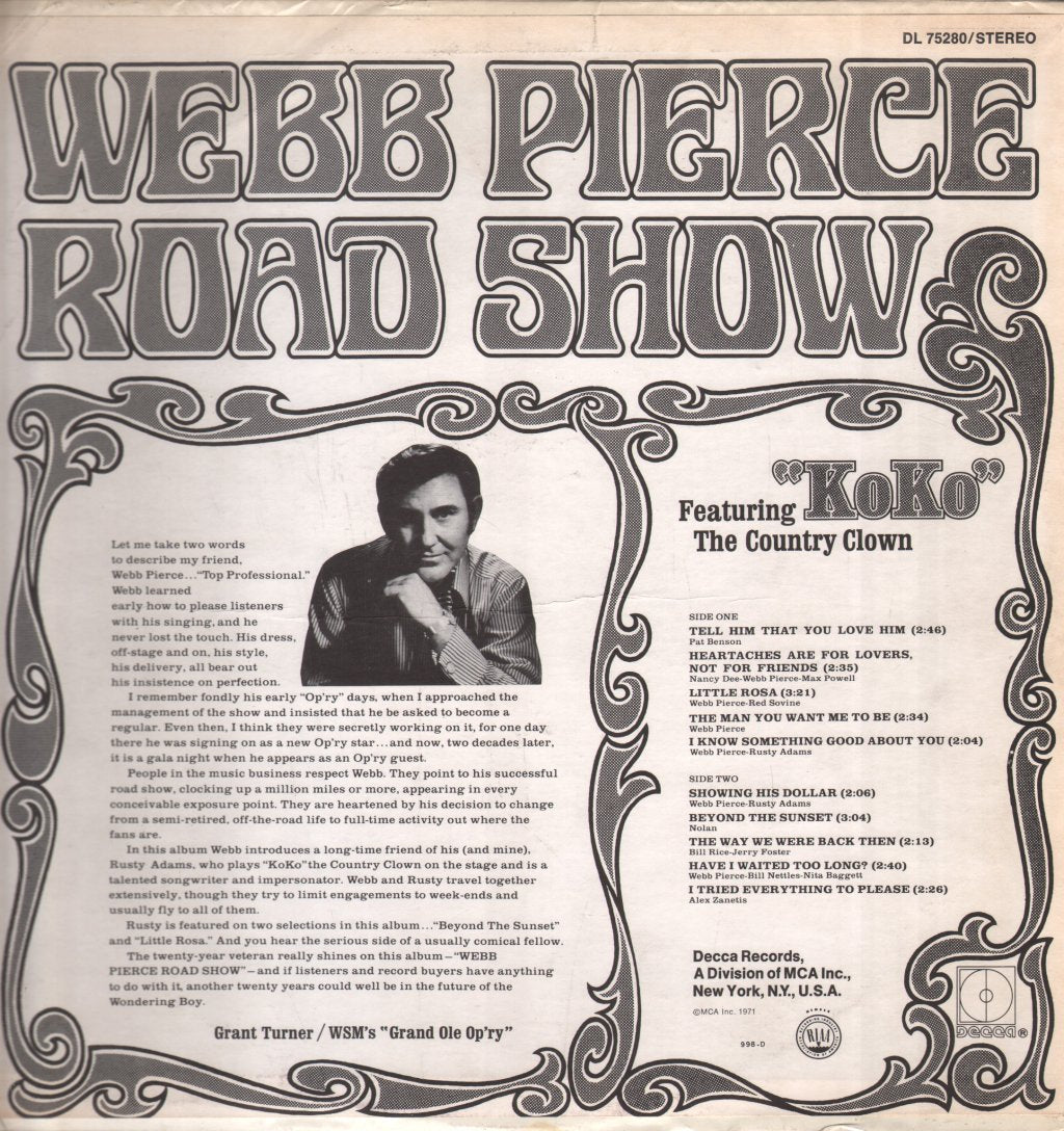Webb Pierce - Road Show - Lp