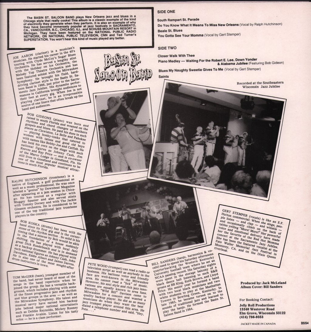 Basin Street Saloon Band - In Concert (Southeastern Wisconsin Jazz Jubilee) - Lp