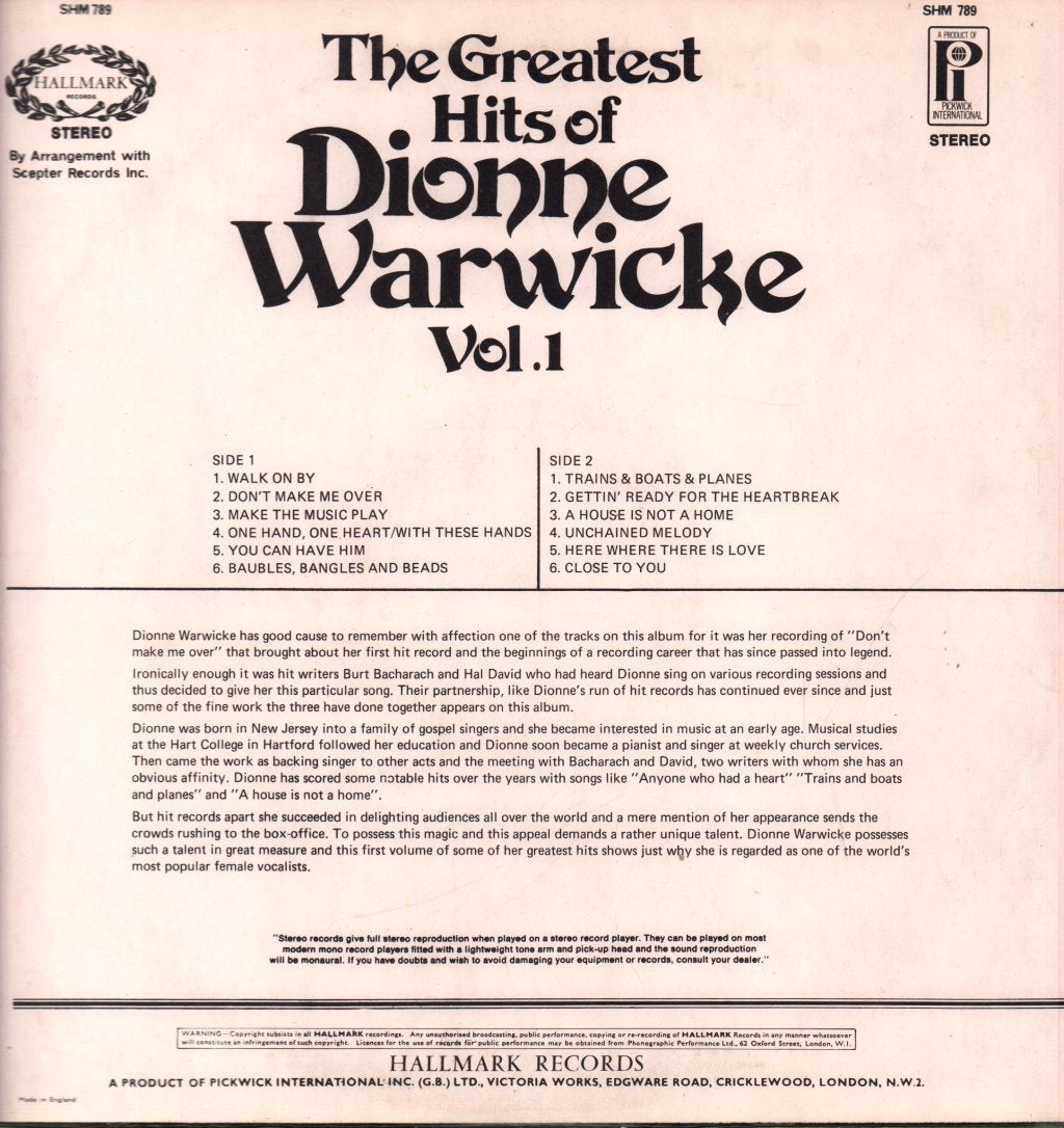 Dionne Warwick - Greatest Hits Of Vol 1 - Lp
