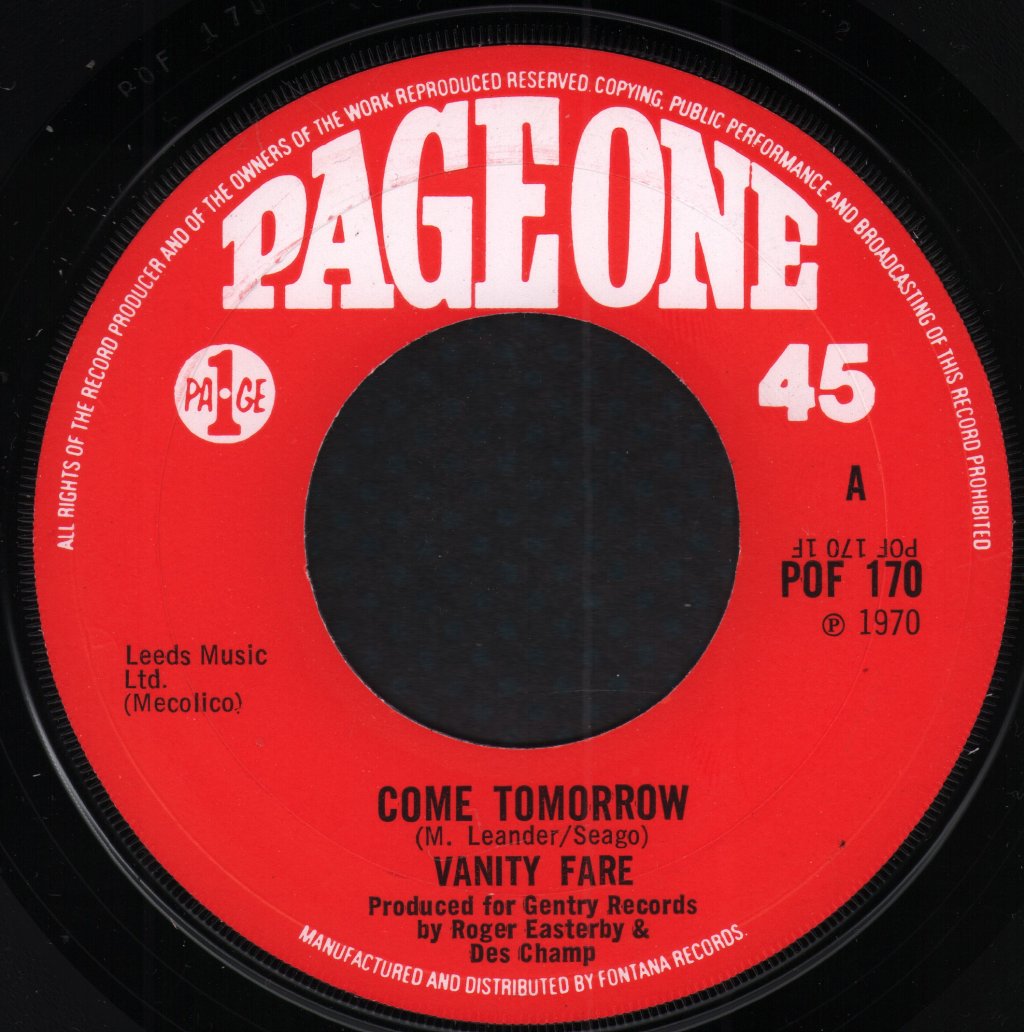 Vanity Fare - Come Tomorrow - 7 Inch