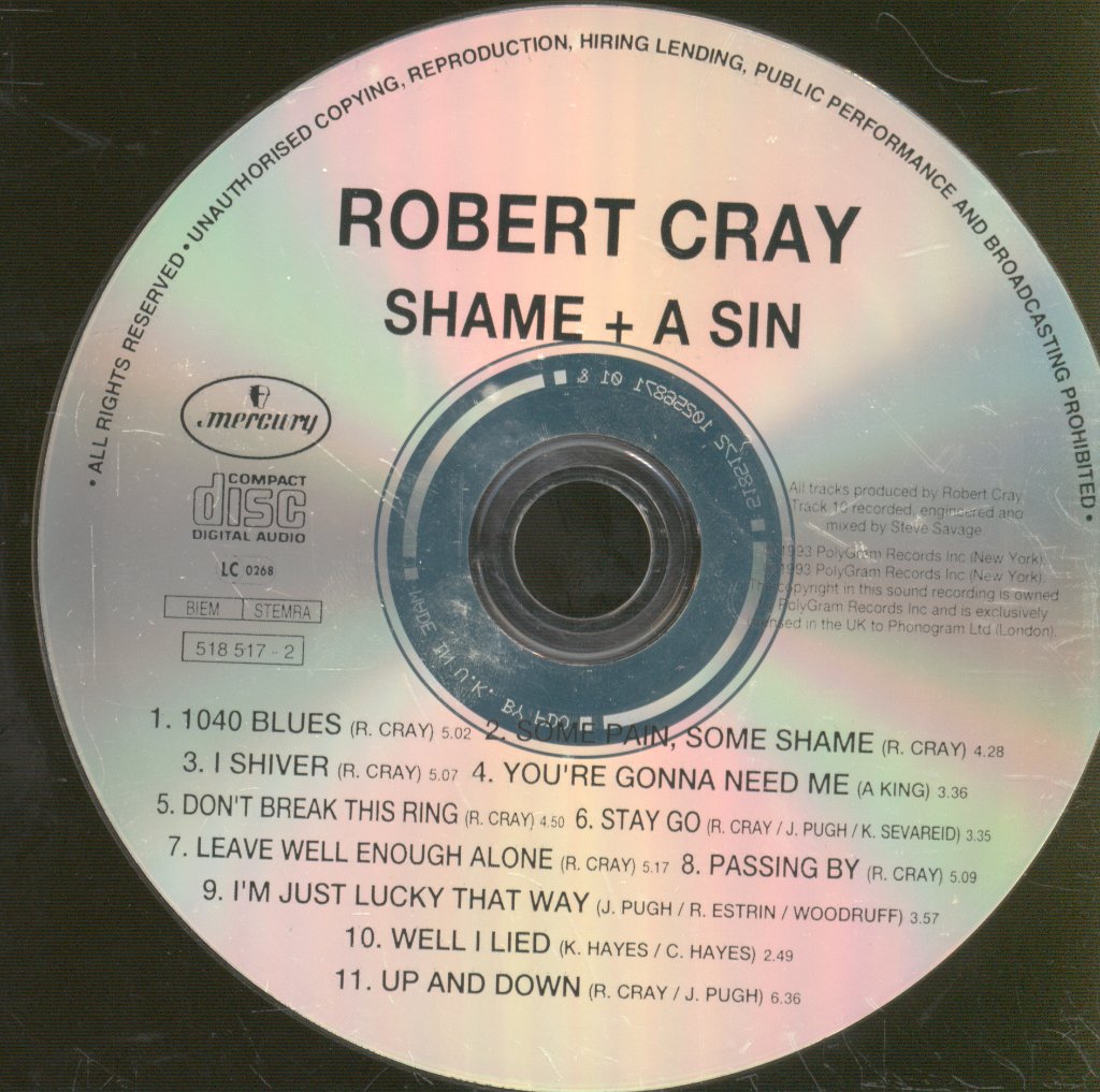 Robert Cray Band - Shame + A Sin - Cd