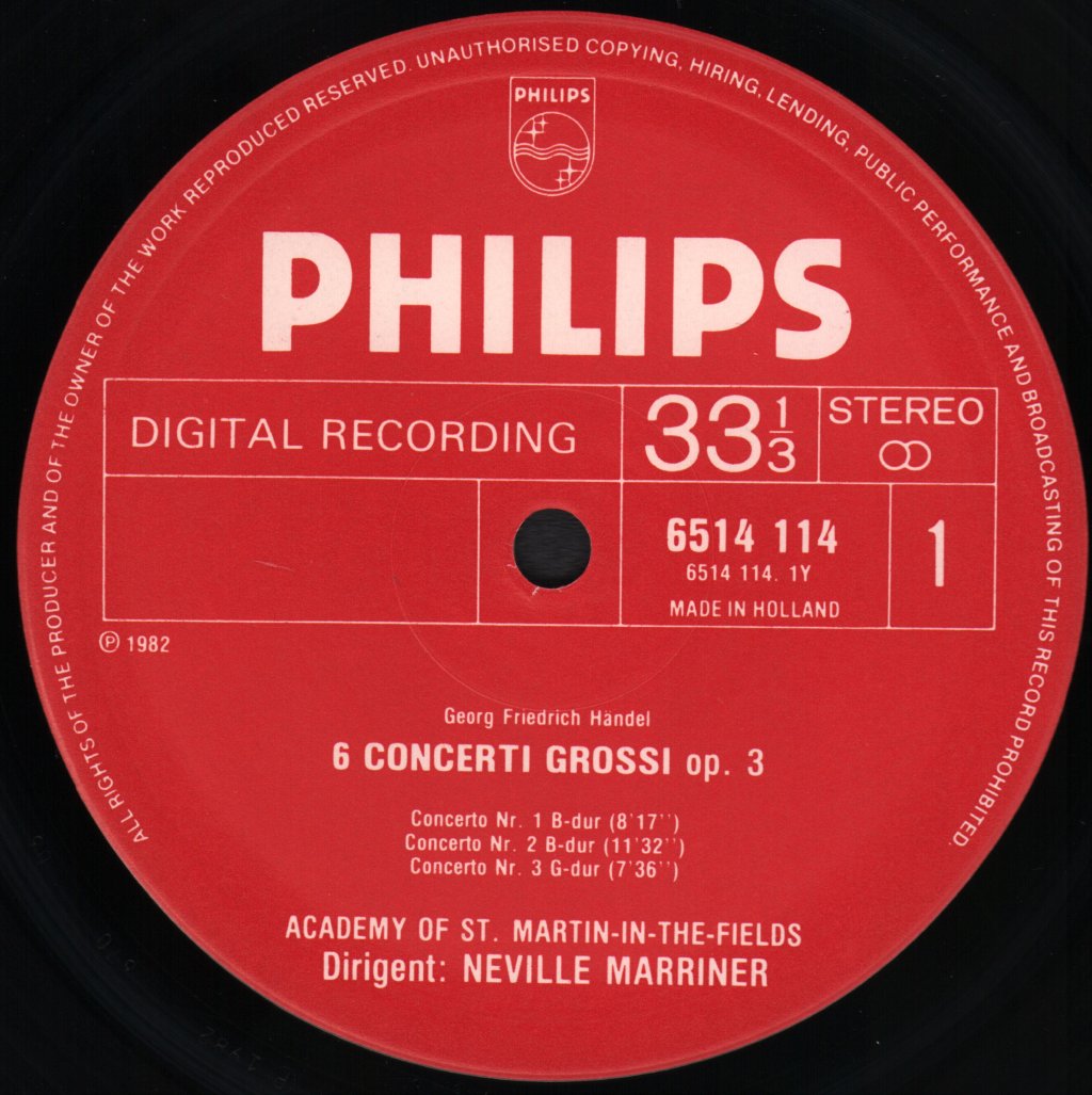Neville Marriner / Academy Of St. Martin In The Fields - Handel - 6 Concerti Grossi, Op.3 - Lp