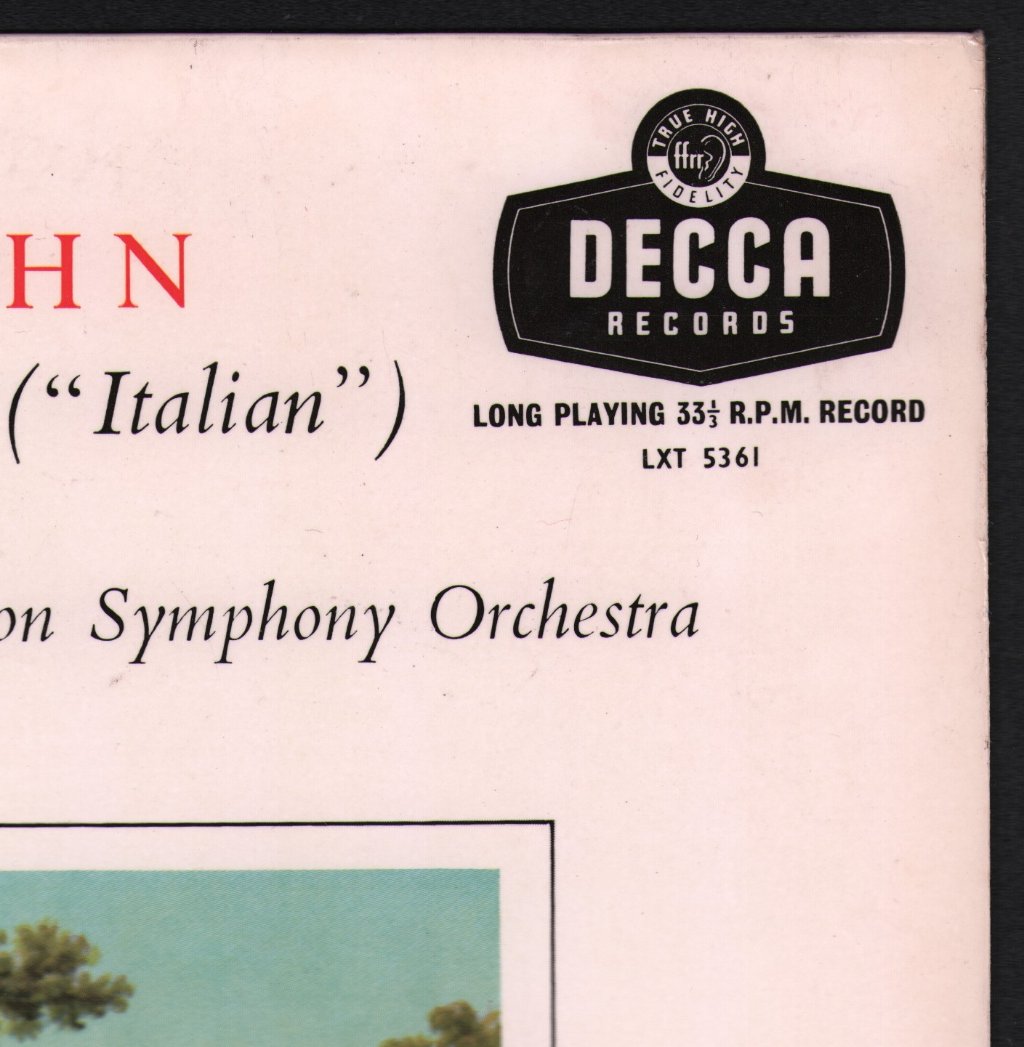 Josef Krips / London Symphony Orchestra / Karl Bohm  / Vienna Philharmonic Orchestra - Mendelssohn - Symphony No. 4 in A Major "Italian" / Beethoven - Symphony No. 8 in F Major - Lp