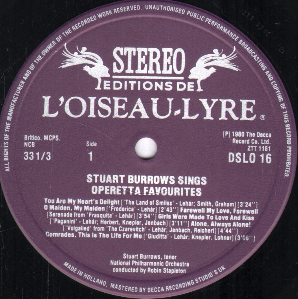 Stuart Burrows - Stuart Burrows Sings Operetta Favourites - Lp