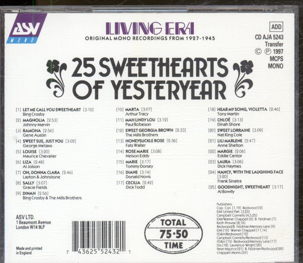 Various Artists - 25 Sweethearts Of Yesteryear 1927-1945 - Cd