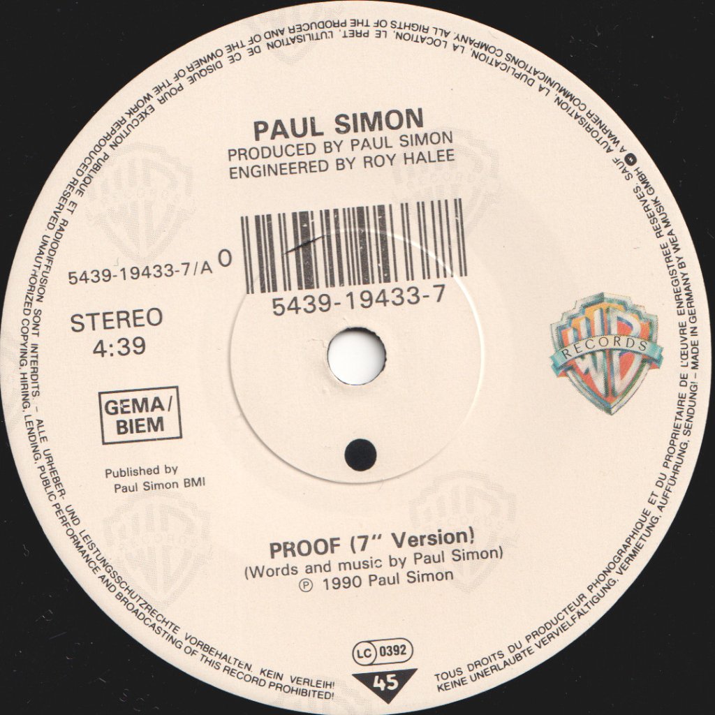 Paul Simon - Proof - 7 Inch