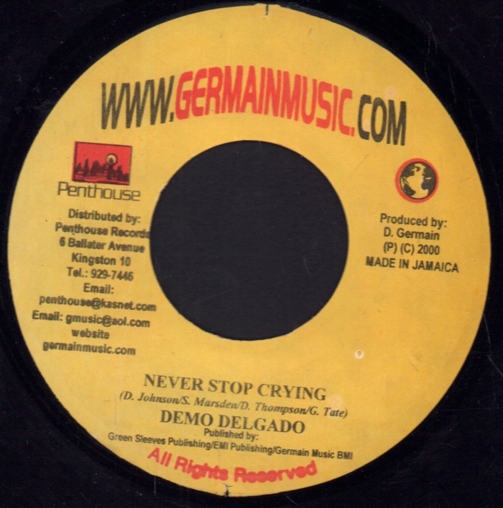 Demo Delgado - Never Stop Crying - 7 Inch
