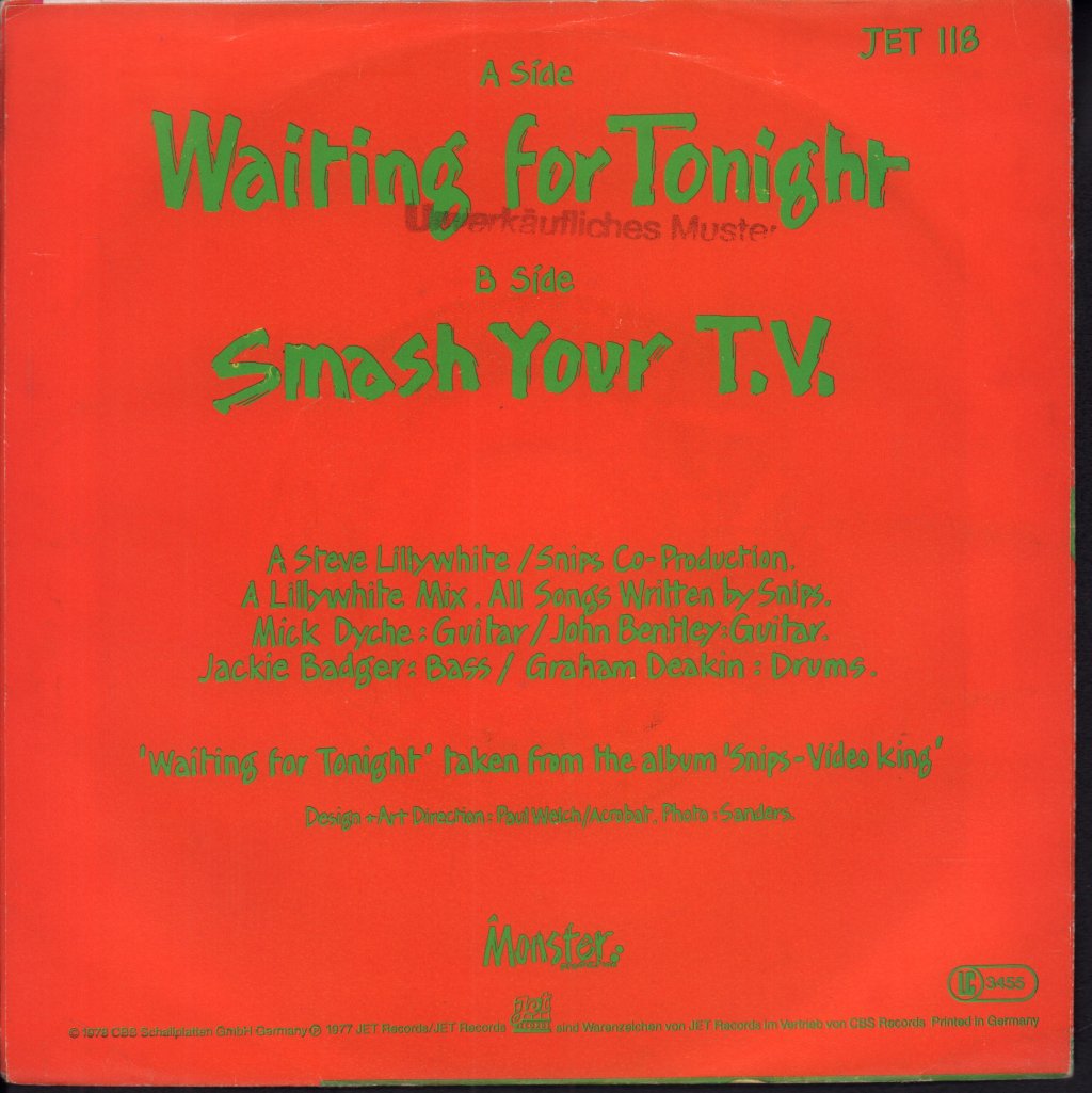 Snips - Waiting For Tonight - 7 Inch