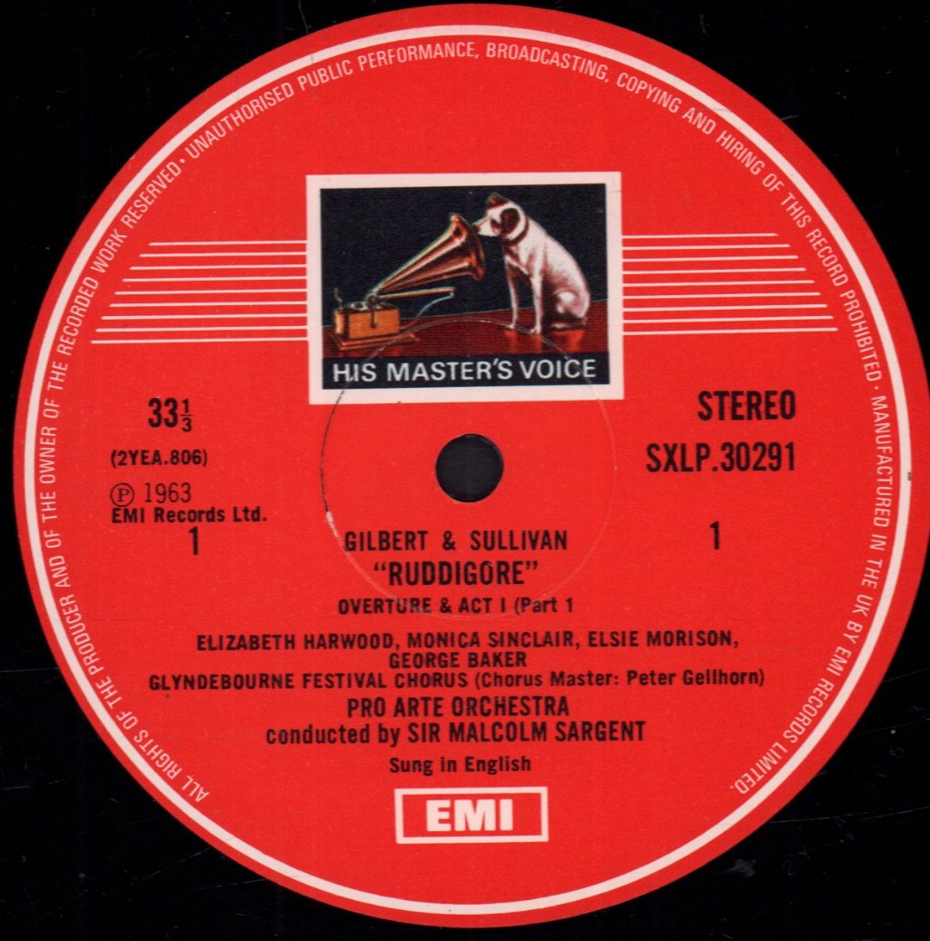 Sir Malcolm Sargent - Gilbert And Sullivan Ruddigore - Double Lp