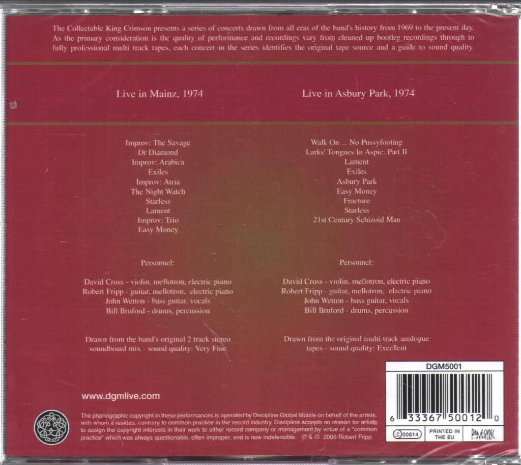 King Crimson - Collectable King Crimson Volume One - Double Cd