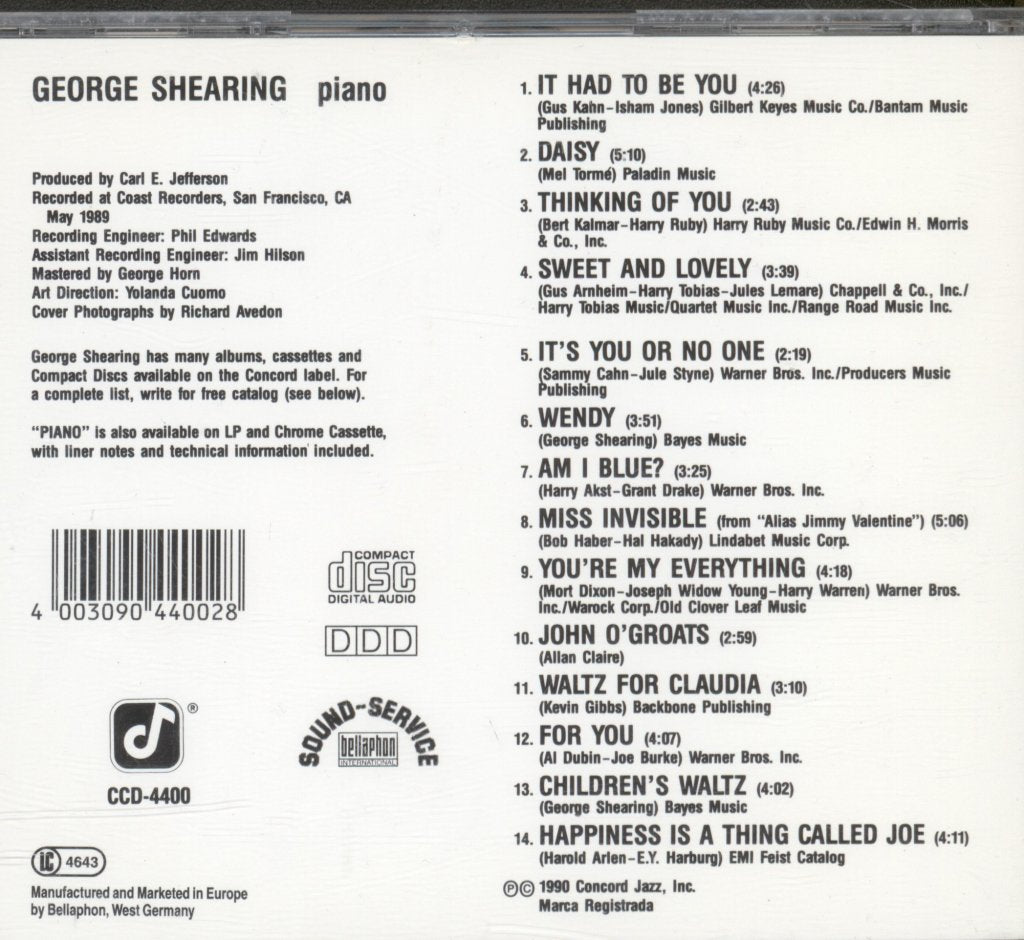 George Shearing - Piano - Cd