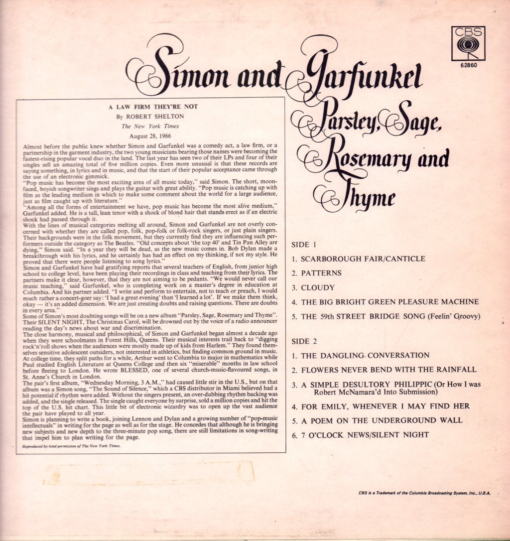 Simon And Garfunkel - Parsley Sage Rosemary And Thyme - Lp