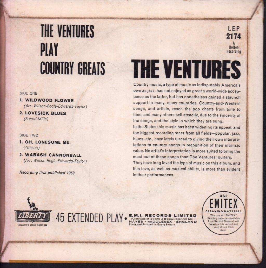 Ventures - Ventures Play Country Greats - 7 Inch