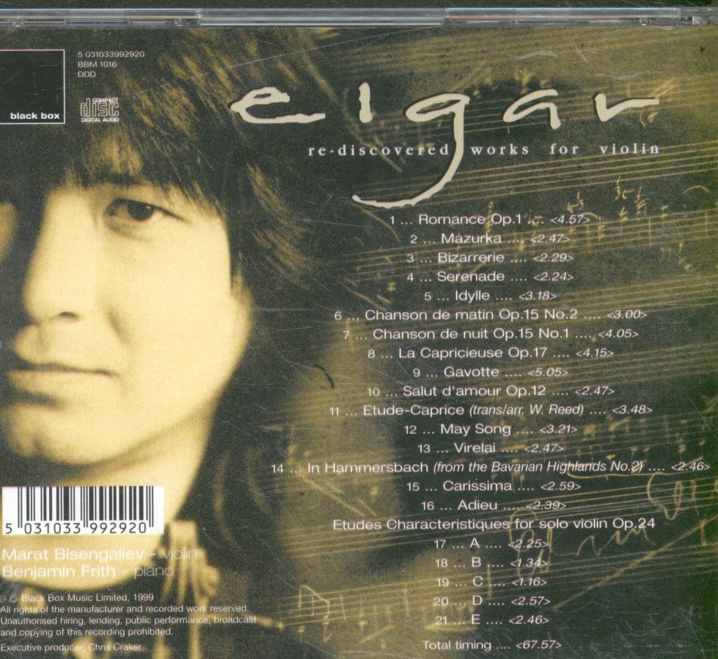 Marat Bisengaliev, Benjamin Frith - Elgar - Re-Discovered Works For Violin - Cd
