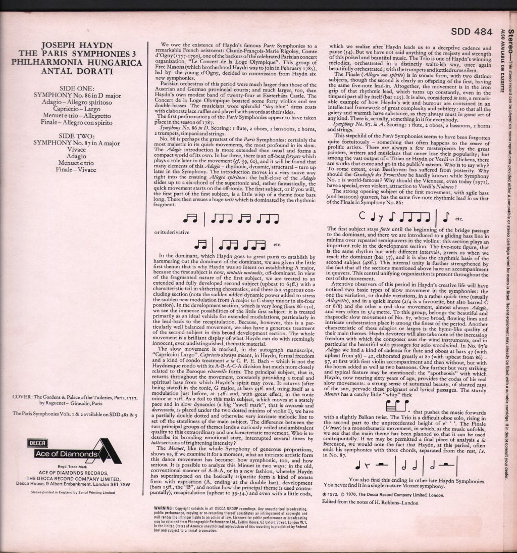 Antal Dorati / Philharmonia Hungarica - Joseph Haydn - Paris Symphonies 3 - Lp