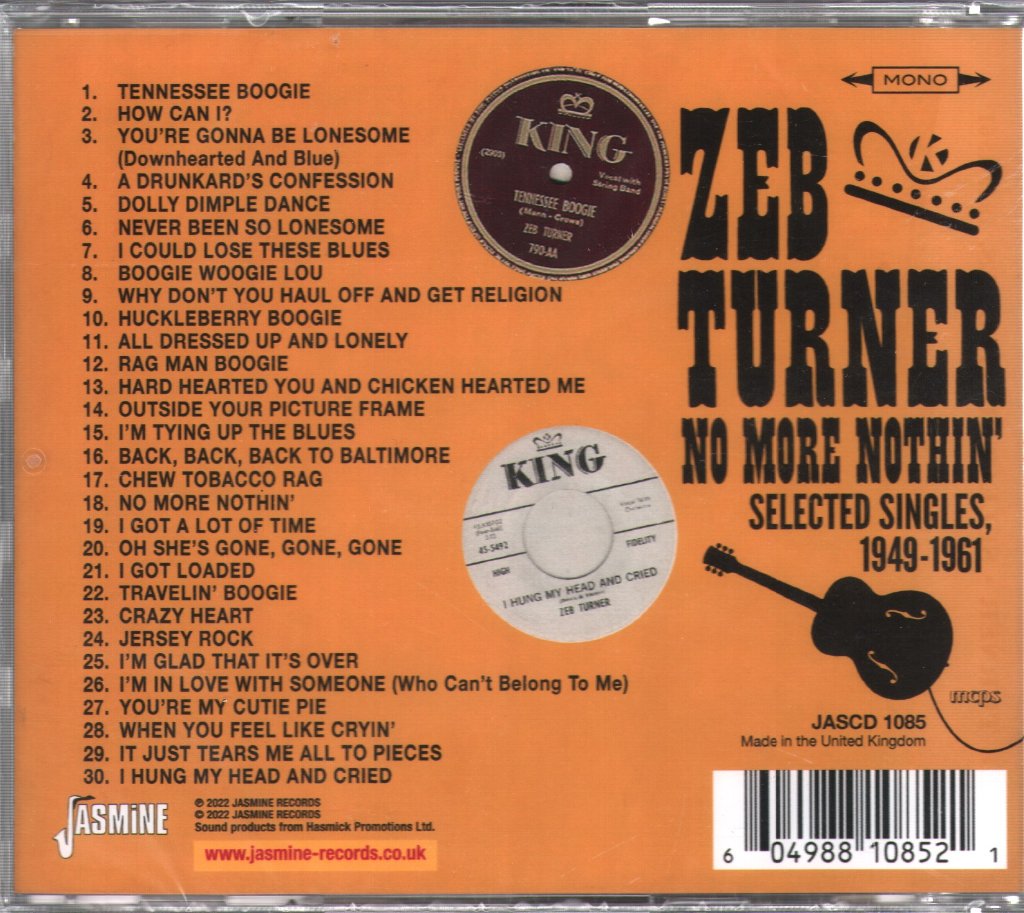 Zeb Turner - No More Nothin' Selected Singles 1949-1961 - Cd