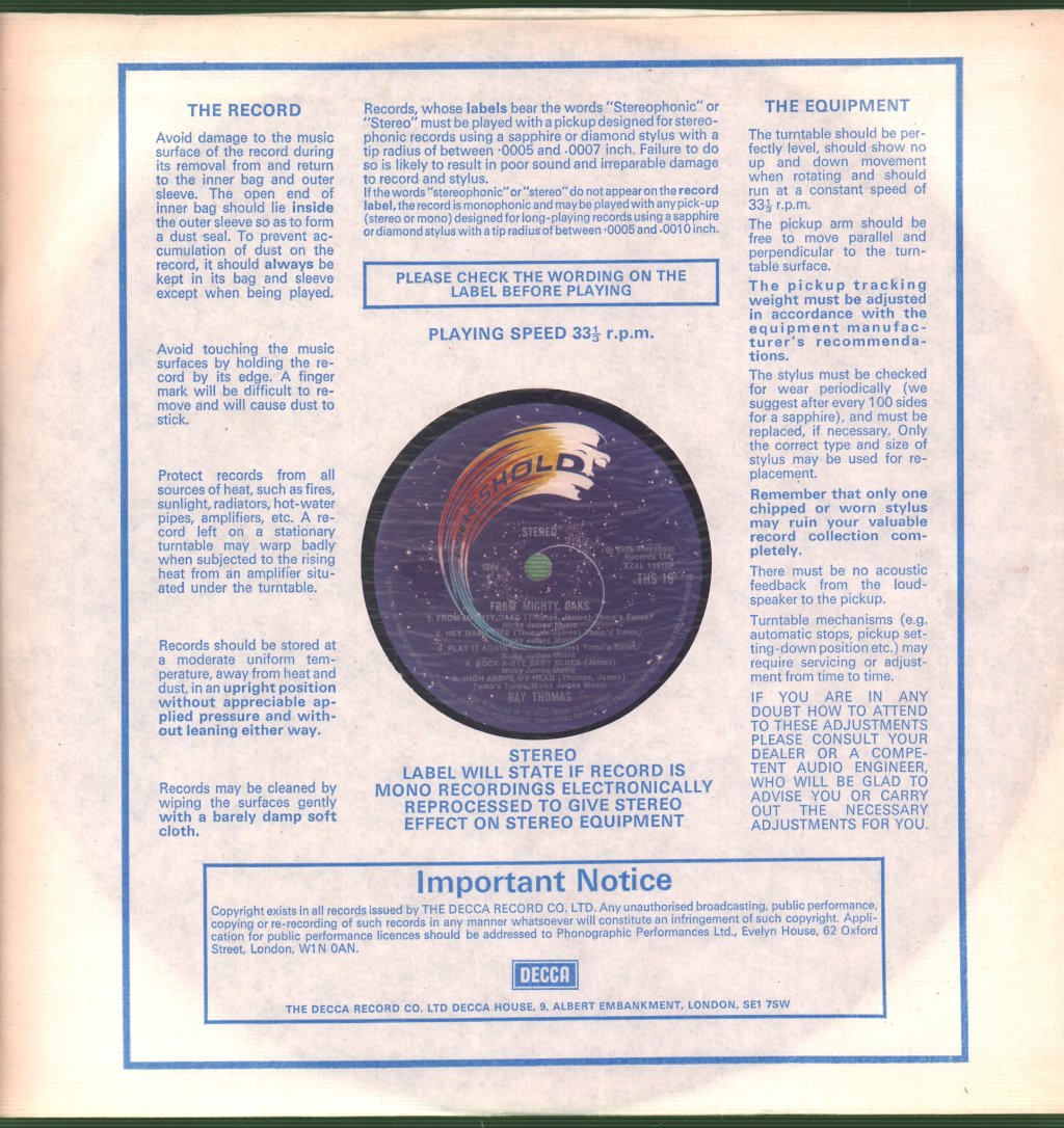 Ray Thomas - From Mighty Oaks - Lp
