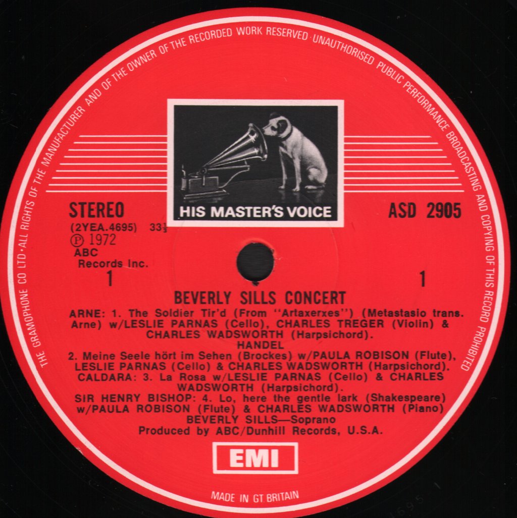 Beverly Sills / Artists Of The Chamber Music Society Of Lincoln Center / Gervase de Peyer - Beverly Sills Concert - Lp