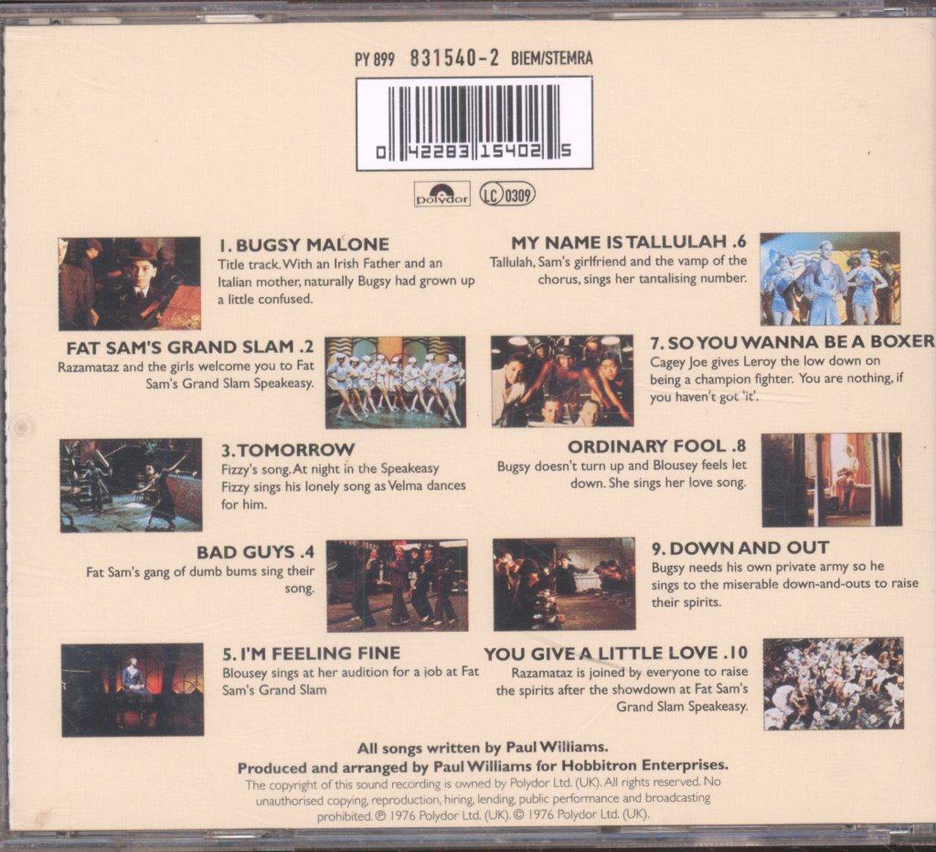 Paul Williams - Bugsy Malone (Original Soundtrack Album) - Cd