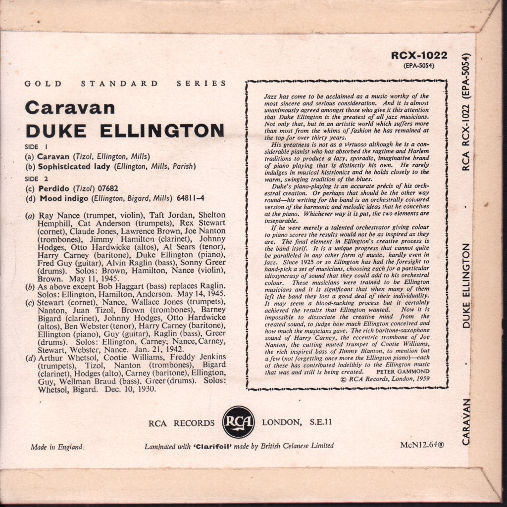 Duke Ellington And His Orchestra - Caravan - 7 Inch