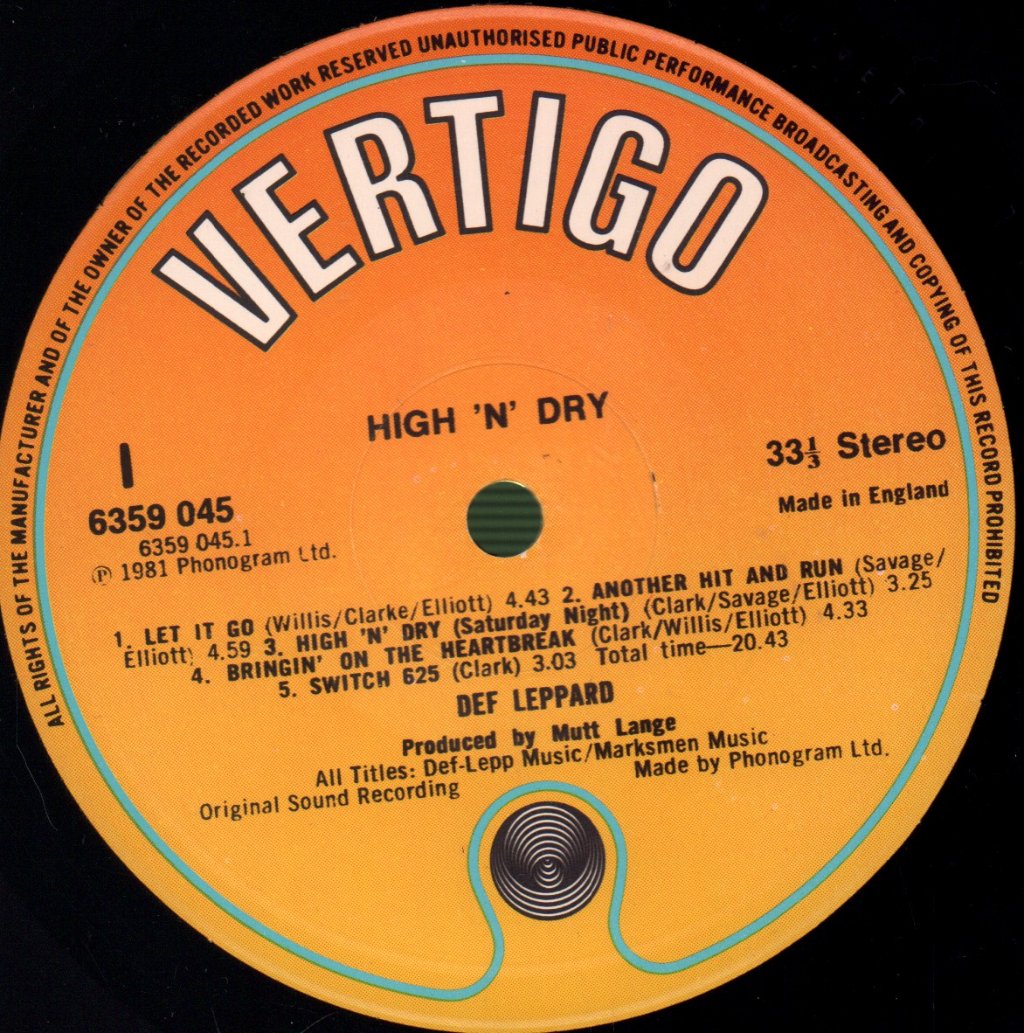 Def Leppard - High N Dry - Lp