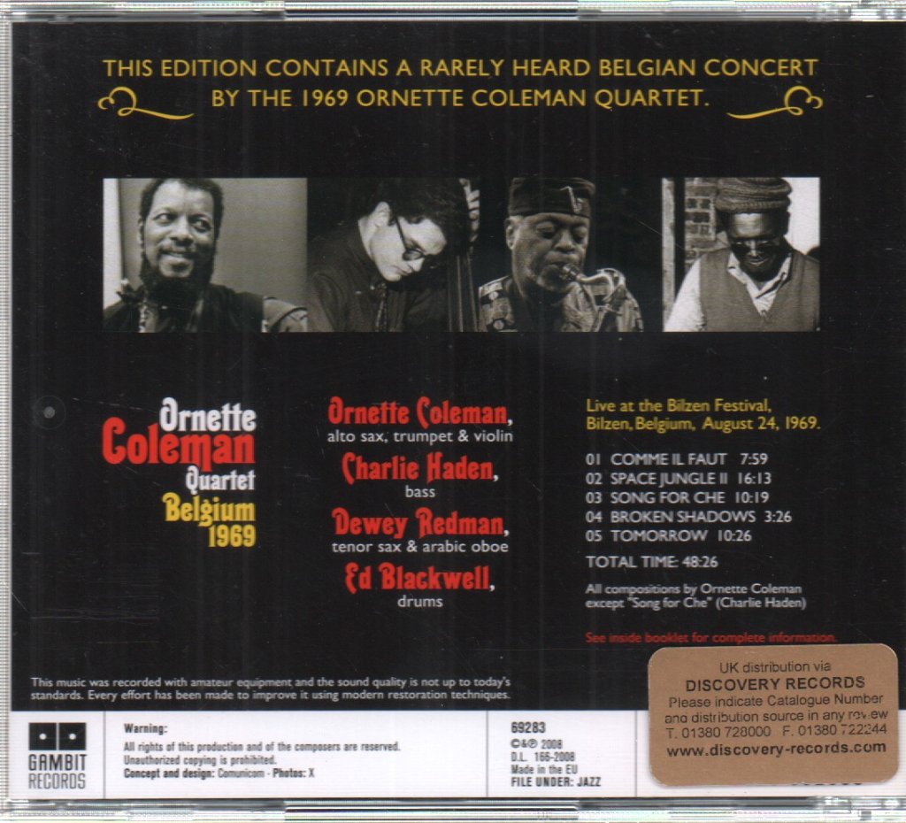Ornette Coleman Quartet - Belgium 1969 - Cd