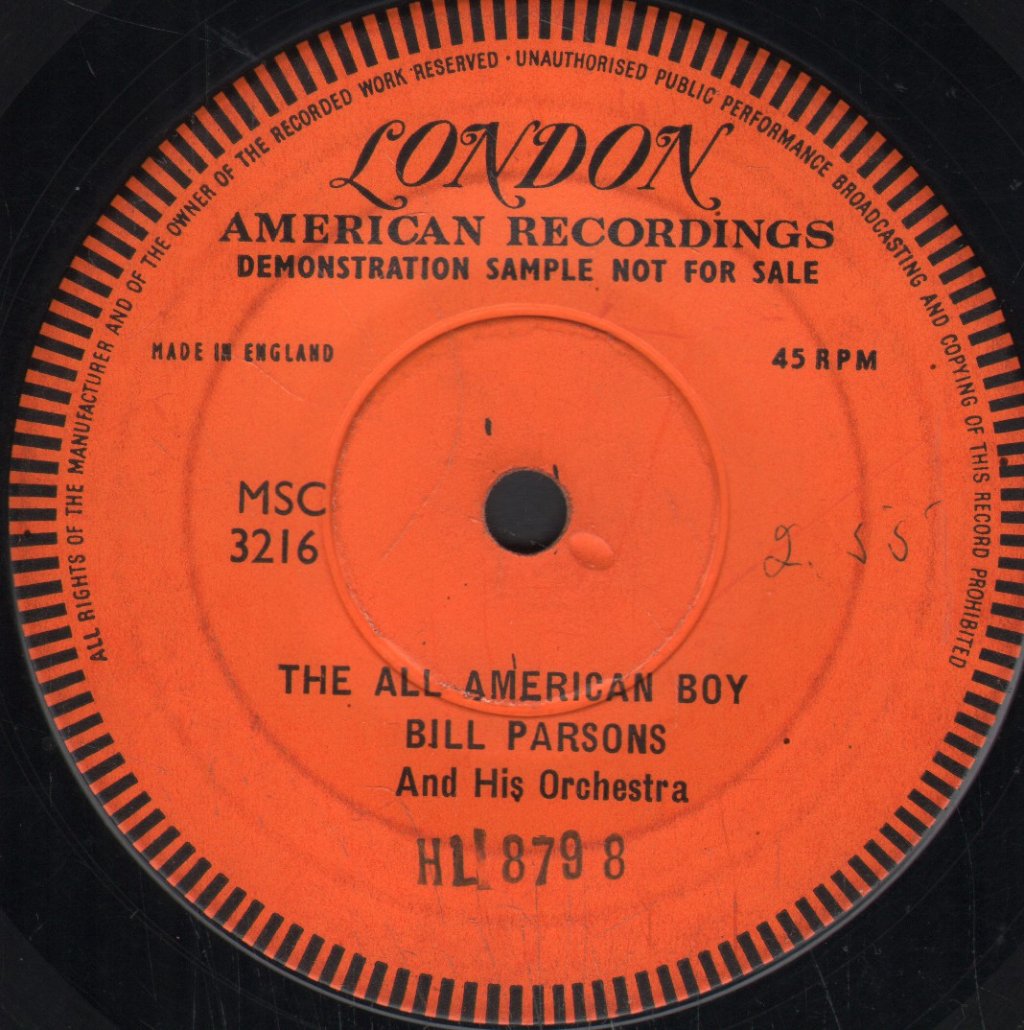Bill Parsons And His Orchestra - All American Boy - 7 Inch