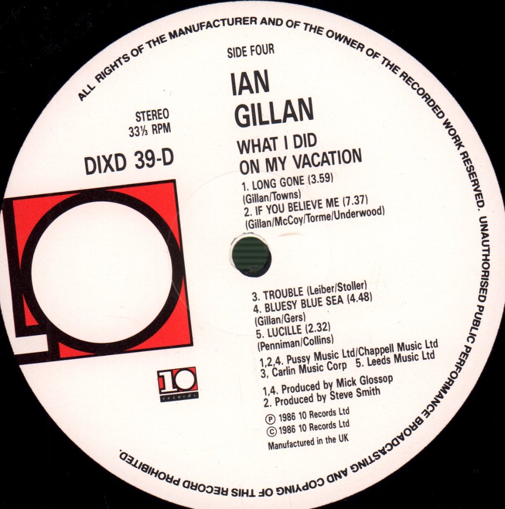 Ian Gillan - What I Did On My Vacation - Double Lp