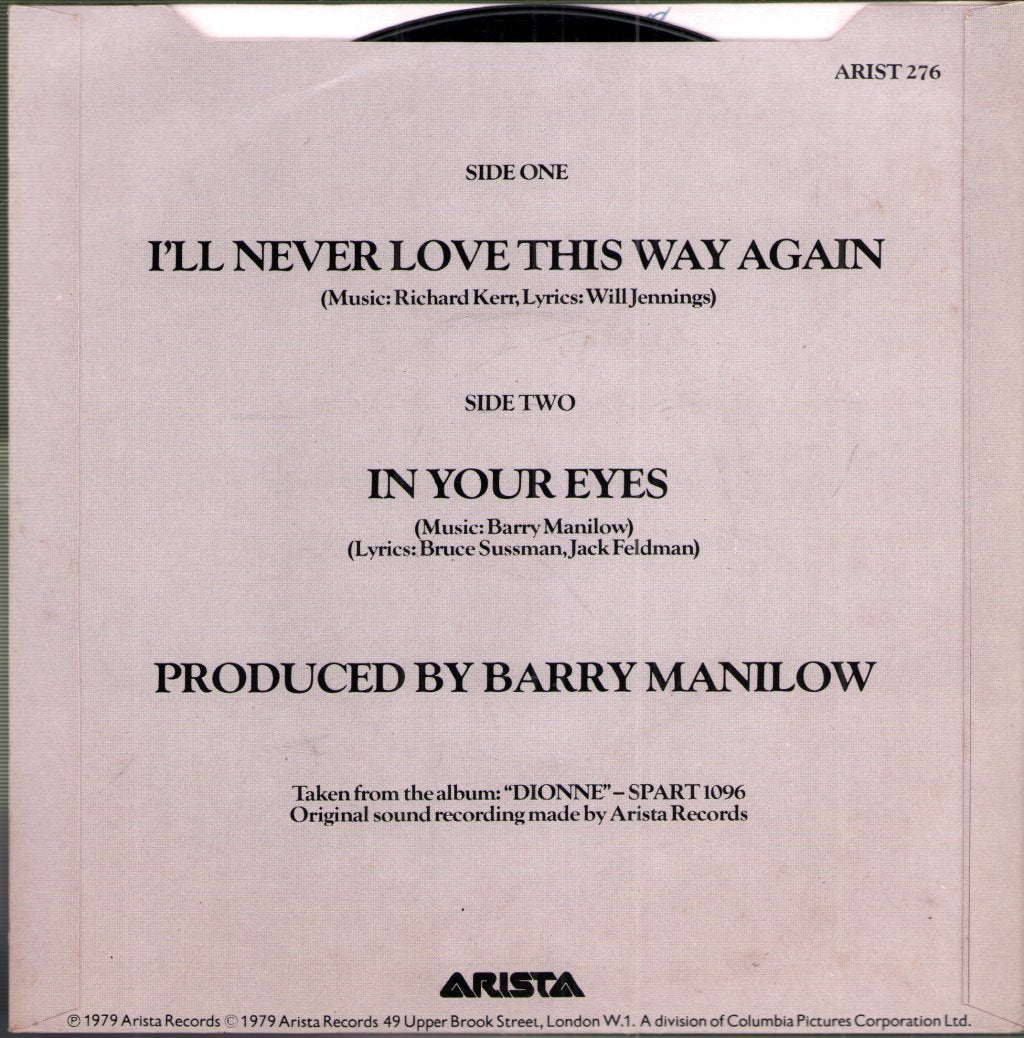 Dionne Warwick - I'll Never Love This Way Again - 7 Inch