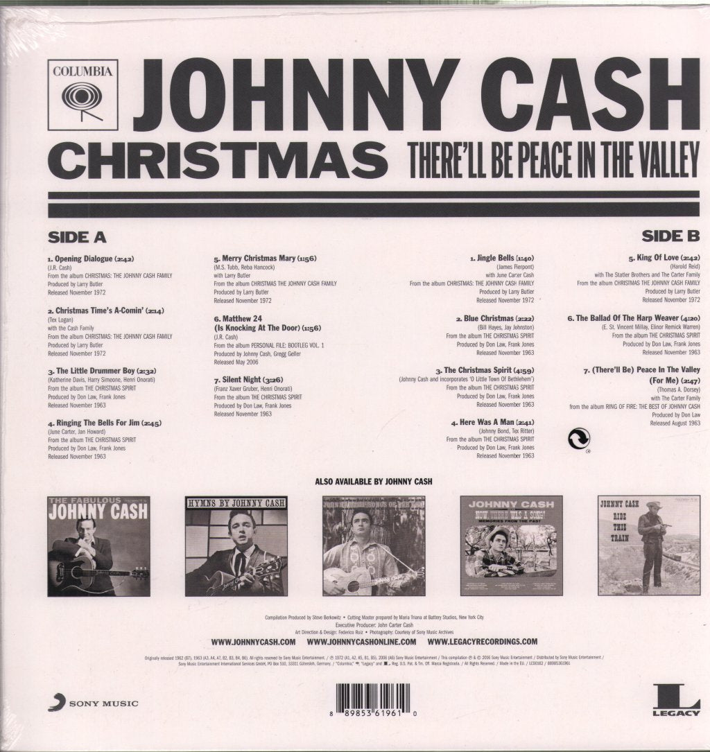 Johnny Cash - Christmas There'll Be Peace In The Valley - Lp