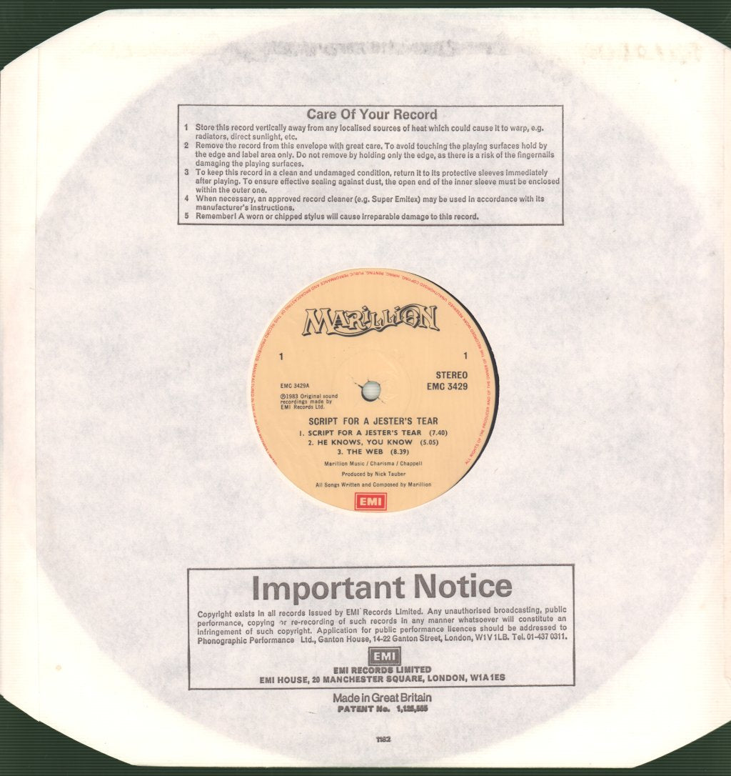 Marillion - Script For A Jester's Tear - Lp