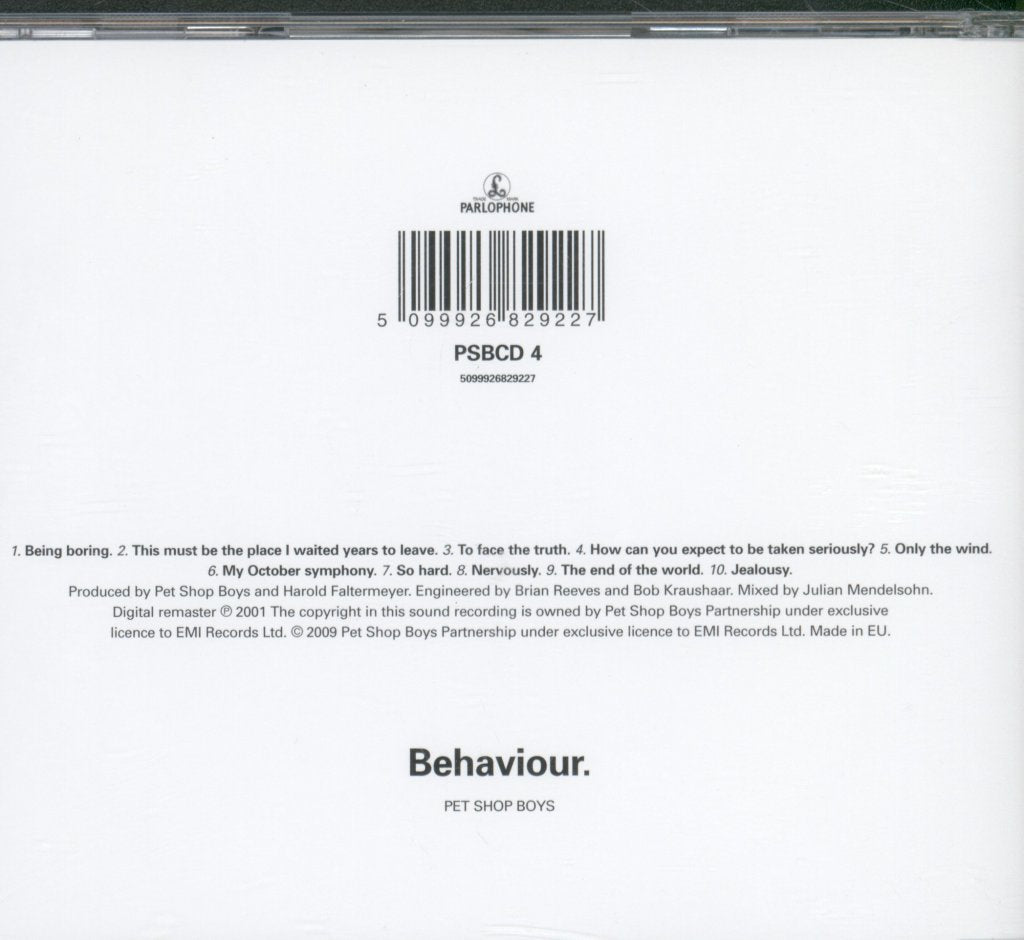 Pet Shop Boys - Behaviour. - Cd