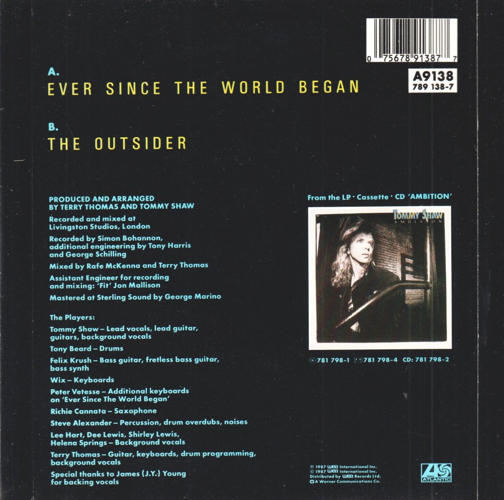 Tommy Shaw - Ever Since The World Began - 7 Inch