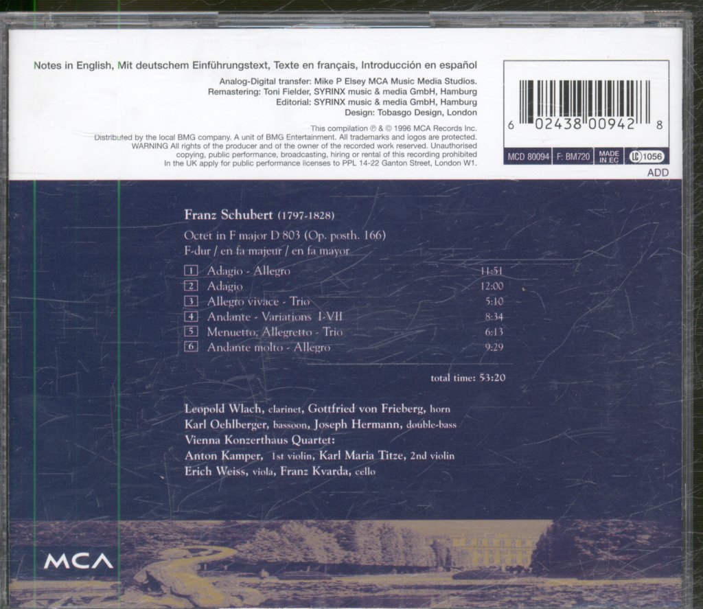 Vienna Konzerthaus Quartet - Schubert Octet D803 - Cd