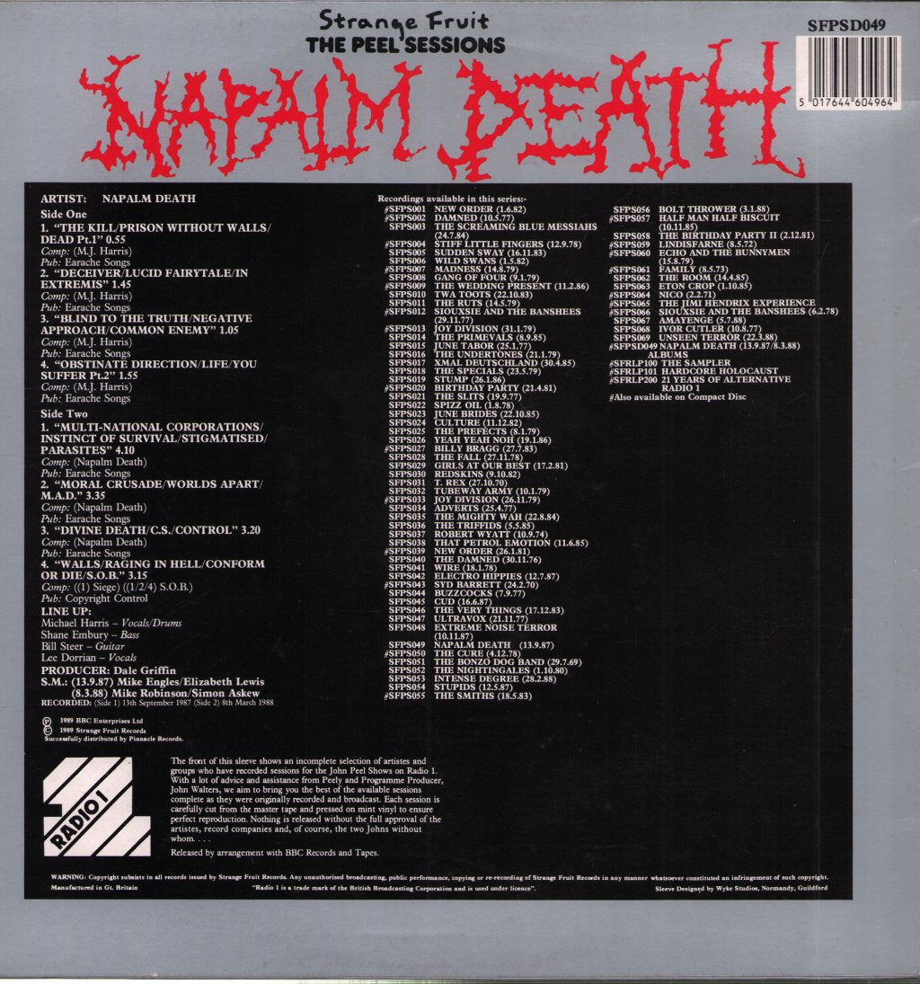 Napalm Death - Peel Sessions - Lp