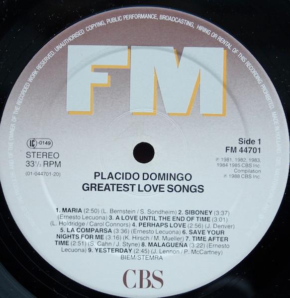 Placido Domingo - Greatest Love Songs - Lp