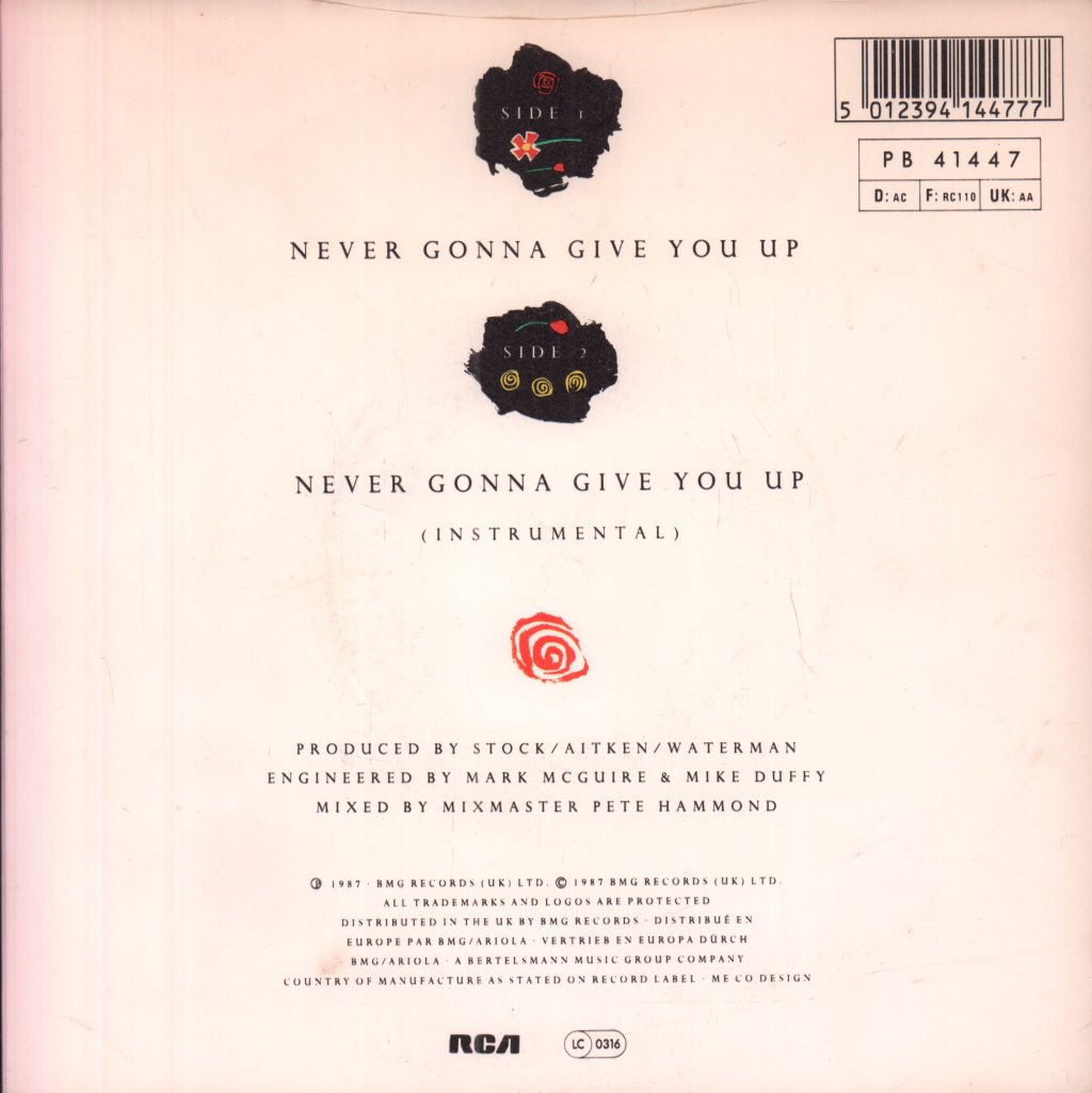 Rick Astley - Never Gonna Give You Up - 7 Inch