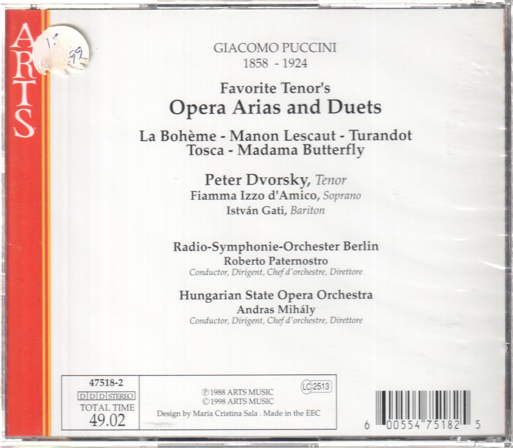 Peter Dvorský, Radio-Symphonie-Orchester Berlin - Puccini Opera Arias & Duets - Cd