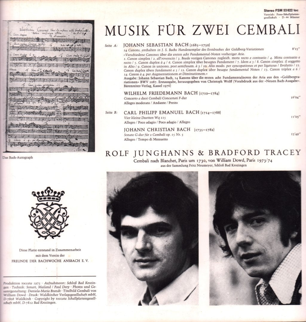 Rolf Junghanns and Bradford Tracey - bach Musik Für Zwei Cembali - Lp