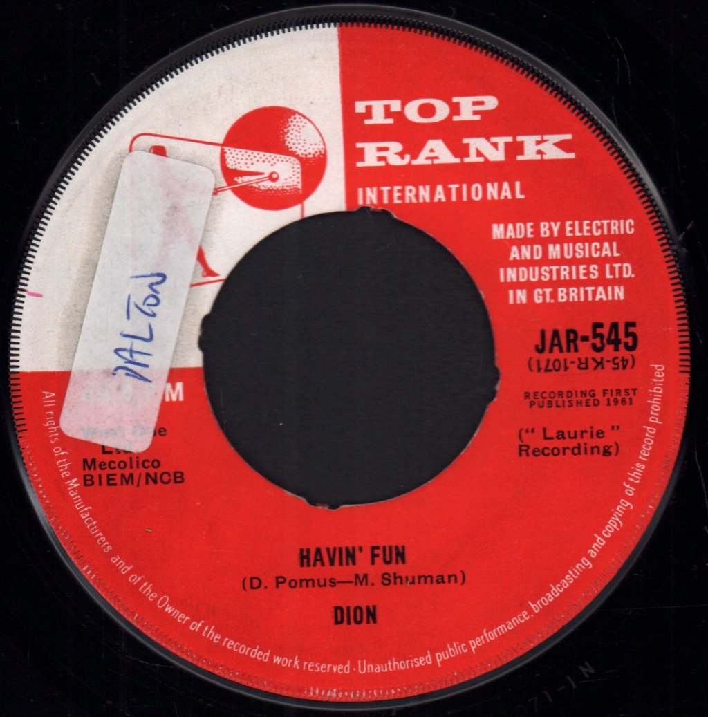 Dion - Havin' Fun - 7 Inch