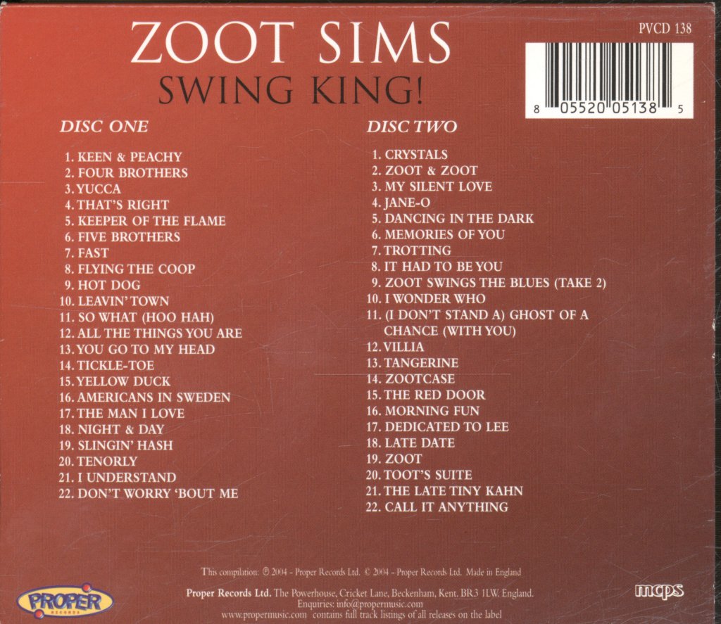 Zoot Sims - Swing King - Double Cd