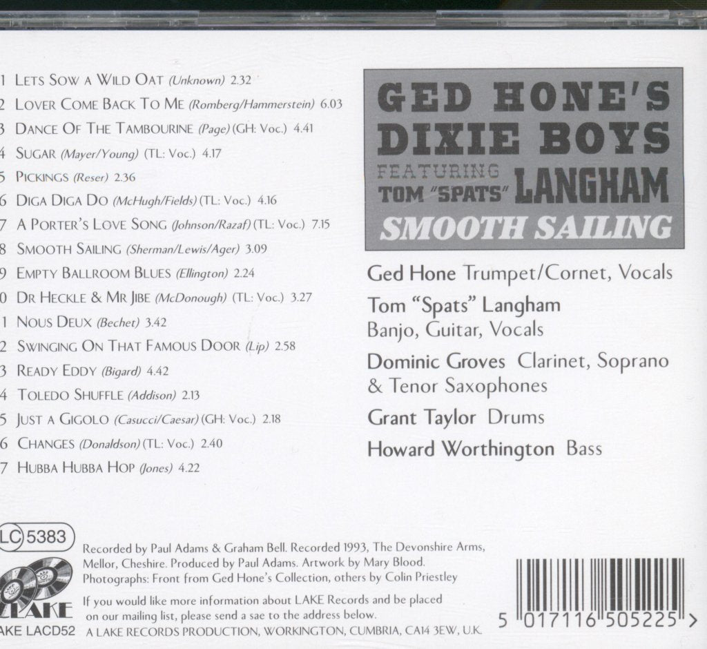 Ged Hone's Dixie Boys - Smooth Sailing - Cd